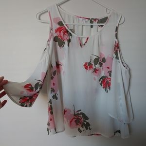 3/4 sleeve cold shoulder blouse
